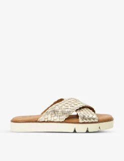 Dune Lexey Cross-over Woven-strap Leather Sandals
