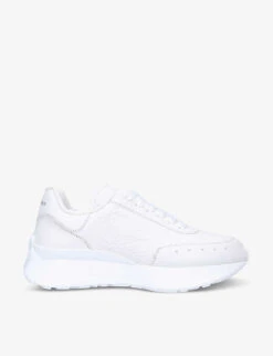 Alexander McQueen Women’s Runner Logo-embossed Leather Low-top Trainers