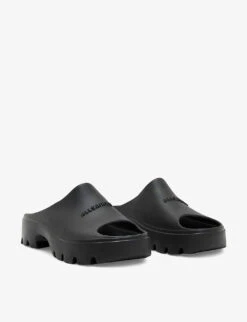 AllSaints Eclipse Logo-embossed Rubber Sliders -Dune Shop R04011226 BLACK ALT02