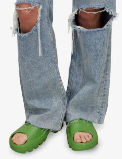 AllSaints Eclipse Flatform Rubber Sliders -Dune Shop R04011228 GREEN ALT05