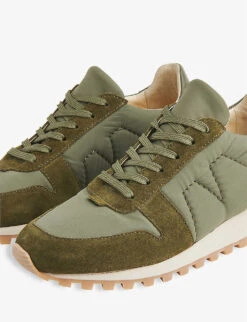 Whistles Silas Padded Leather And Nylon Low-top Trainers -Dune Shop R04051515 KHAKIOLIVE ALT02