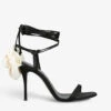 Magda Butrym Flower-appliqué Satin Heeled Sandals -Dune Shop R04057351 BLKWHITE M