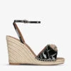 Kurt Geiger London Kensington Crystal-embellished Patent-leather Espadrille Wedges -Dune Shop R04065829 BLACK M