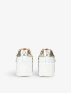 Carvela Precious Crystal And Faux Pearl-embellished Low-top Metallic-leather Trainers -Dune Shop R04065877 BONE ALT03