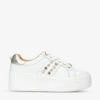 Carvela Precious Crystal And Faux Pearl-embellished Low-top Metallic-leather Trainers