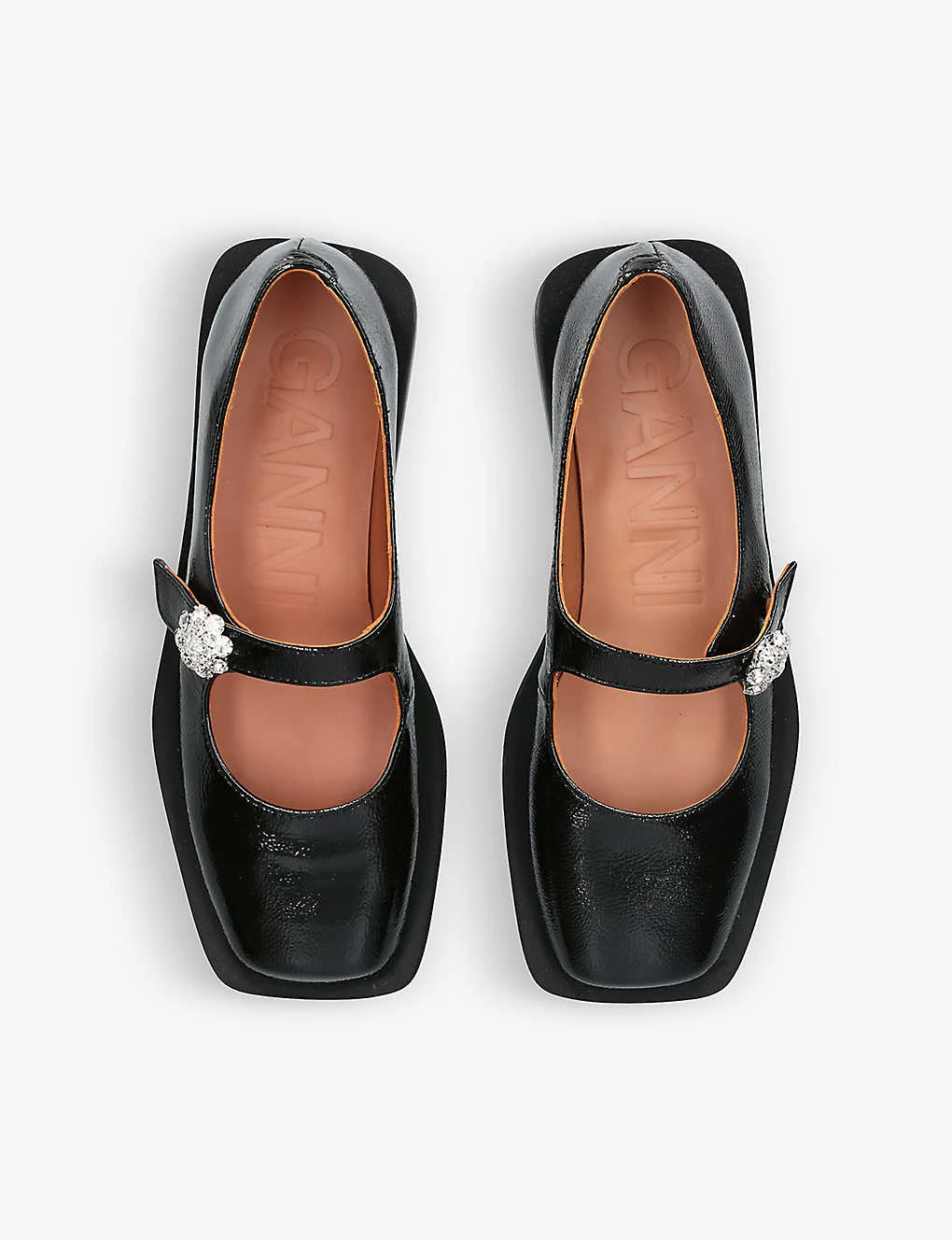 Ganni Embellished-button Leather Ballet Flats 4 Ganni Embellished-button Leather Ballet Flats - Image 2