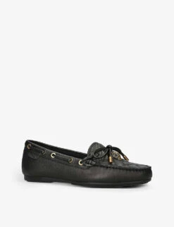 Kurt Geiger London Eagle-embellished Leather Moccasin Shoes -Dune Shop R04067443 BLACK ALT02