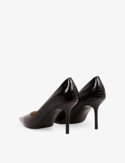 Reiss Elina Croc-embossed Leather Court Shoes -Dune Shop R04068280 BLACK ALT03