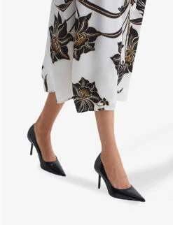 Reiss Elina Croc-embossed Leather Court Shoes -Dune Shop R04068280 BLACK ALT04