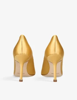 Manolo Blahnik Hangisi 90 Crystal-embellished Satin Courts -Dune Shop R04069936 MUSTARD ALT03