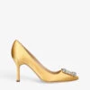 Manolo Blahnik Hangisi 90 Crystal-embellished Satin Courts -Dune Shop R04069936 MUSTARD M