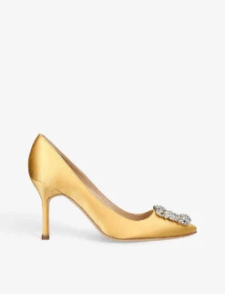 Manolo Blahnik Hangisi 90 Crystal-embellished Satin Courts