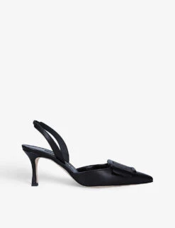 Manolo Blahnik Maysli Buckled Suede Slingback Courts