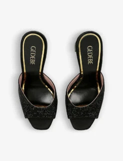 Jerry Rhinestone-embellished Satin Platform Heeled Mules -Dune Shop R04071944 BLKOTHER ALT01