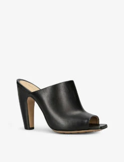 Bottega Veneta Canalazzo Open-toe Leather Heeled Mules -Dune Shop R04075316 BLACK ALT02