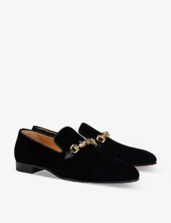 Christian Louboutin Equiswing Velvet Loafers -Dune Shop R04075647 BLACKDORADO ALT02