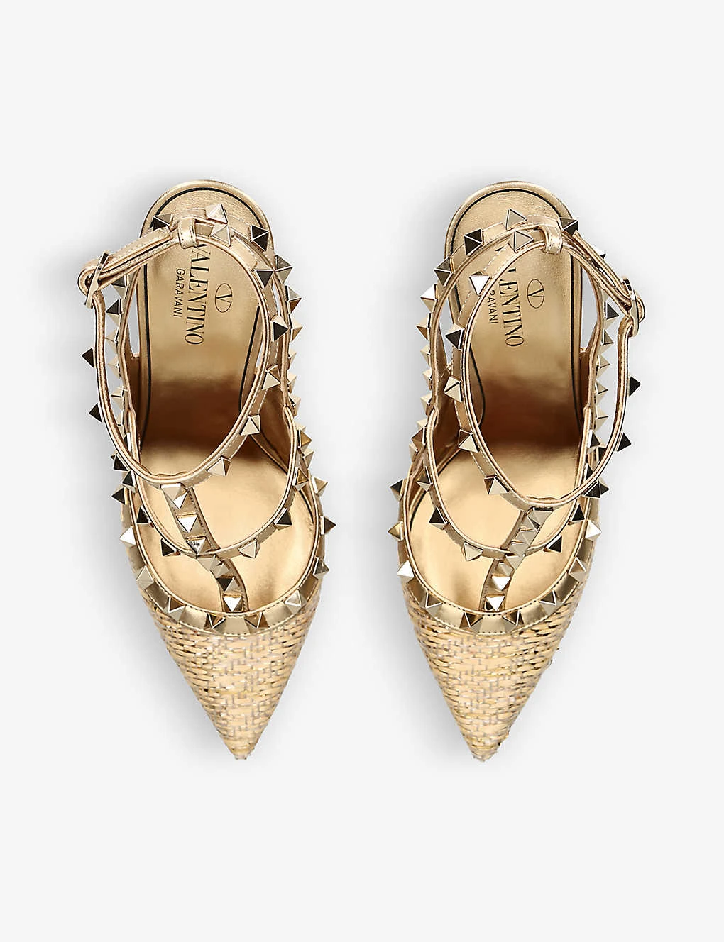 Valentino Garavani So Noir 100 Stud-embellished Raffia And Leather Heeled Sandals 4 Valentino Garavani So Noir 100 Stud-embellished Raffia And Leather Heeled Sandals - Image 2