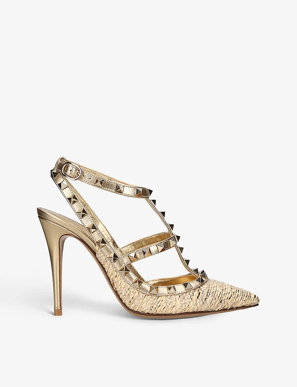 Valentino Garavani So Noir 100 Stud-embellished Raffia And Leather Heeled Sandals 3 Valentino Garavani So Noir 100 Stud-embellished Raffia And Leather Heeled Sandals