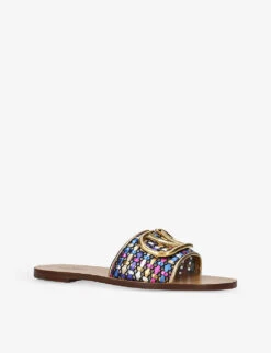 Valentino Garavani VLOGO Logo-plaque Leather Slides -Dune Shop R04077187 MULTOTHER ALT02