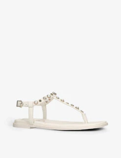 Carvela Precious T-bar Pearl-embellished Leather Sandals -Dune Shop R04082077 BONE ALT02
