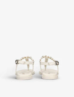 Carvela Precious T-bar Pearl-embellished Leather Sandals -Dune Shop R04082077 BONE ALT03