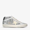 Golden Goose Women’s Mid Star Glitter And Metallic-leather Mid-top Trainers -Dune Shop R04089080 SILVER M