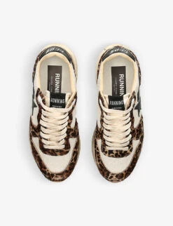 Golden Goose Women’s Running Sole 15399 Leopard-print Leather And Mesh Trainers -Dune Shop R04089091 BEIGE ALT01