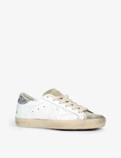 Golden Goose Women's Super Star 10876 Distressed Glittered Leather Low-top Trainers 8 Golden Goose Women's Super Star 10876 Distressed Glittered Leather Low-top Trainers -Dune Shop R04089102 WHITEOTH ALT02