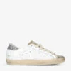 Golden Goose Women's Super Star 10876 Distressed Glittered Leather Low-top Trainers -Dune Shop R04089102 WHITEOTH M