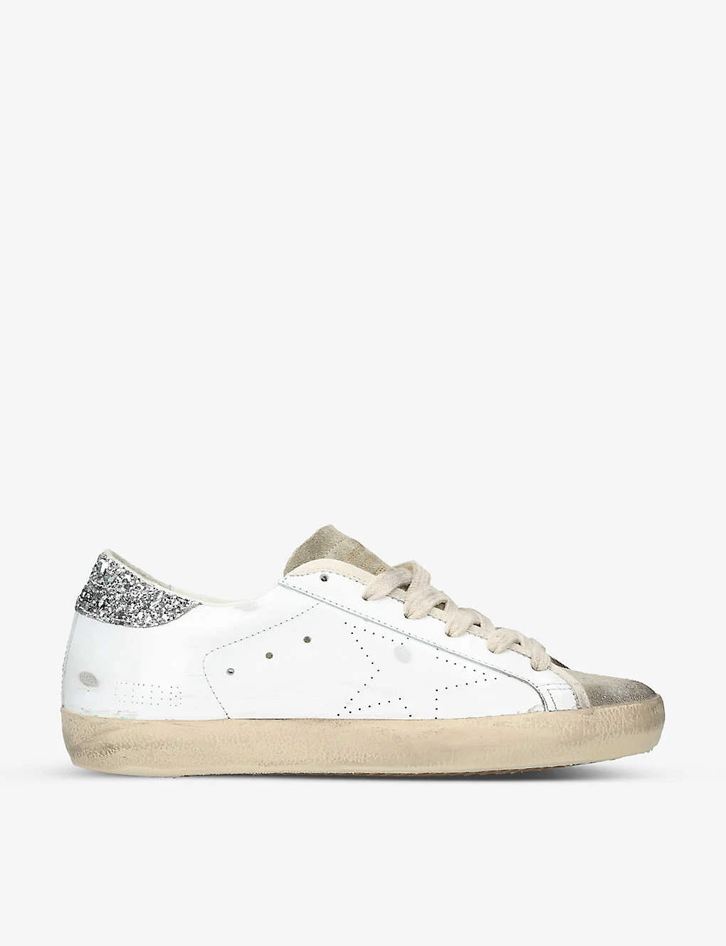 Golden Goose Women's Super Star 10876 Distressed Glittered Leather Low-top Trainers 3 Golden Goose Women's Super Star 10876 Distressed Glittered Leather Low-top Trainers