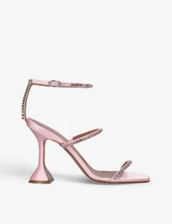 Amina Muaddi Gilda Crystal-embellished Leather Heeled Sandals
