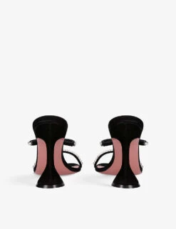 Amina Muaddi Gilda Crystal-embellished Metallic-leather Heeled Sandals -Dune Shop R04090521 BLACK ALT03