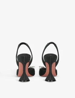 Amina Muaddi Rosie Crystal-embellished Sling-back Woven Heeled Courts -Dune Shop R04090549 BLACK ALT03