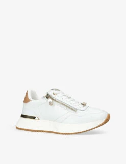 Carvela Flare Zip-embellished Leather Low-top Trainers 8 Carvela Flare Zip-embellished Leather Low-top Trainers -Dune Shop R04092050 WHITE ALT02