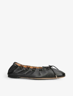 Chloé Oracia Bow-embellished Leather Ballet Flats -Dune Shop R04093806 BLACK ALT02