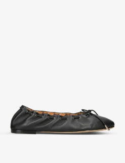 Chloé Oracia Bow-embellished Leather Ballet Flats