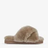 Whistles Macy Cross-strap Fluffy Slippers -Dune Shop R04099233 BROWN M