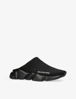 Balenciaga Speed Brand-print Woven Sandals -Dune Shop R04100973 BLACK ALT02