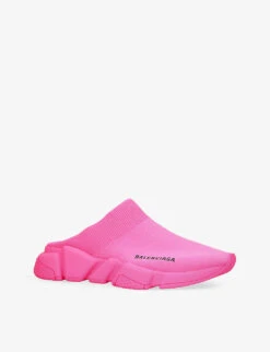 Balenciaga Speed Logo-print Woven Mules -Dune Shop R04100974 FUCHSIA ALT02