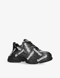 Balenciaga Triple S Logo-embellished Faux-leather Trainers -Dune Shop R04100978 BLKWHITE ALT02