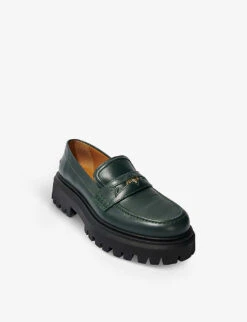Maje Clover-embellished Leather Platform Loafers 9 Maje Clover-embellished Leather Platform Loafers -Dune Shop R04101696 VERTS ALT02