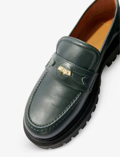 Maje Clover-embellished Leather Platform Loafers 11 Maje Clover-embellished Leather Platform Loafers -Dune Shop R04101696 VERTS ALT04