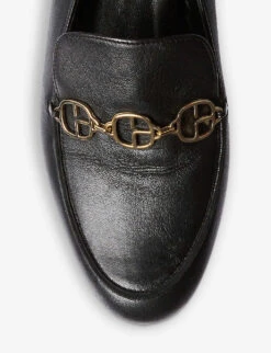 CLAUDIE PIERLOT Adelia Chain-trim Leather Loafers -Dune Shop R04103304 NOIRGRIS ALT01