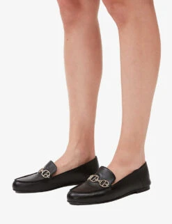 CLAUDIE PIERLOT Adelia Chain-trim Leather Loafers -Dune Shop R04103304 NOIRGRIS ALT03