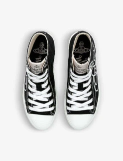 Vivienne Westwood Logo-print High-top Recycled Cotton Canvas Trainers 7 Vivienne Westwood Logo-print High-top Recycled Cotton Canvas Trainers -Dune Shop R04109023 BLACK ALT01