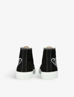 Vivienne Westwood Logo-print High-top Recycled Cotton Canvas Trainers 9 Vivienne Westwood Logo-print High-top Recycled Cotton Canvas Trainers -Dune Shop R04109023 BLACK ALT03