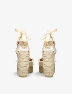 Castañer Catalina Metallic-strap Linen Espadrilles -Dune Shop R04109632 CREAM ALT03