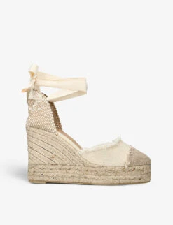 Castañer Catalina Metallic-strap Linen Espadrilles