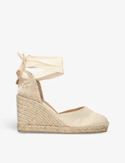 Castañer Carina Self-tie Cotton Wedge Espadrilles
