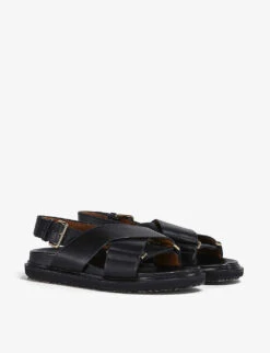 Marni Fussbett Cross-over Leather Sandals 8 Marni Fussbett Cross-over Leather Sandals -Dune Shop R04110538 BLACK ALT02